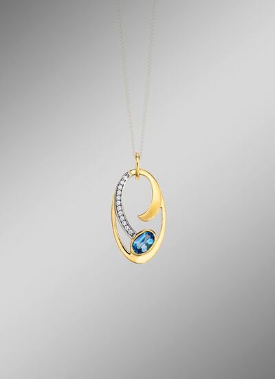 Anh&auml;nger mit Blautopas und Zirkonia 