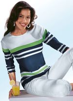 Pullover mit tollem Streifendessin MARINE-GRÜN-WEISS
