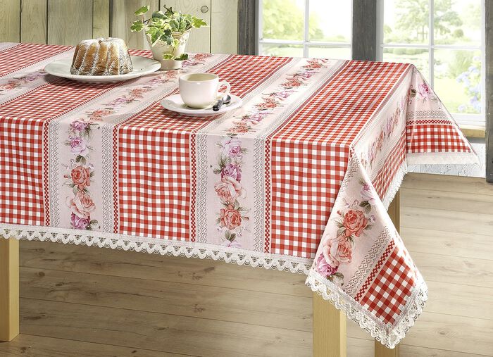 Pflegeleichte Wachstuch-Tischserie in Landhaus-Optik ROT