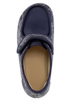 ELENA EDEN Hausschuh aus teilweise gl&auml;nzend bedrucktem Textilmaterial BLAU