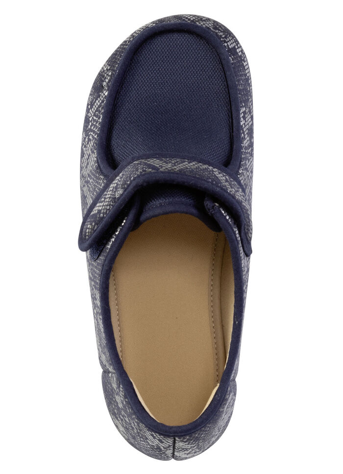 ELENA EDEN Hausschuh aus teilweise gl&auml;nzend bedrucktem Textilmaterial BLAU