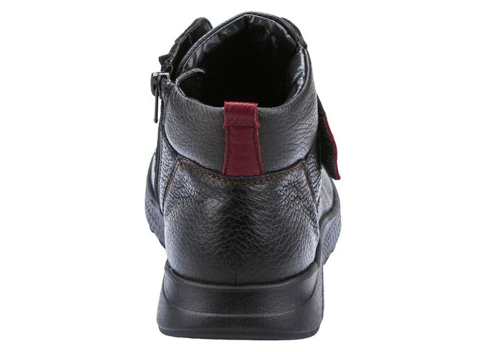 Waldl&auml;ufer, bequeme Damen-Stiefeletten, Weite H, mit herausnehmbarem Fu&szlig;bett SCHWARZ-ROT