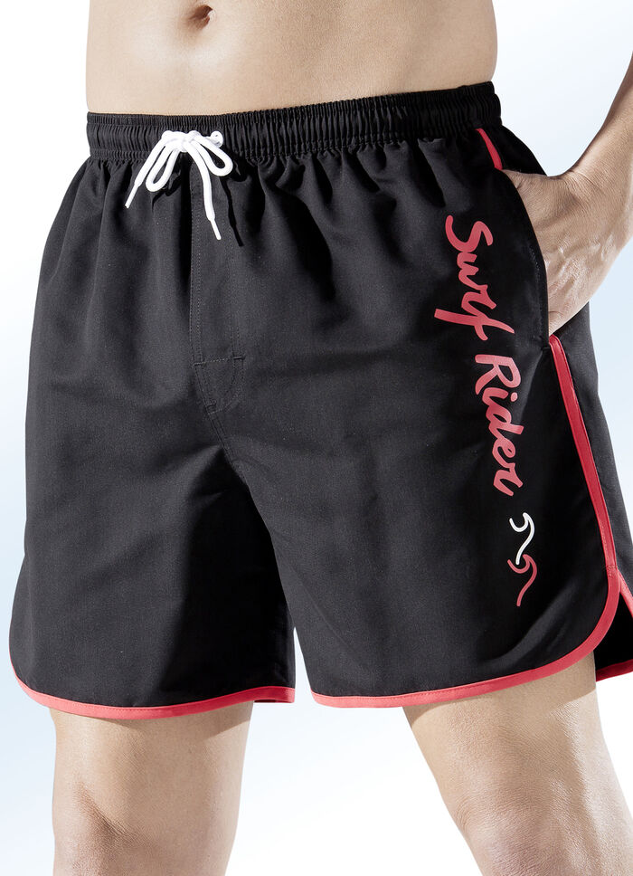 Badeshorts mit seitlichem Druckdessin, Microfaser 