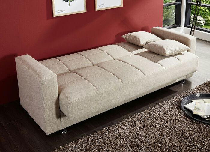 Klick-Klack-Sofa mit Dekokissen BEIGE