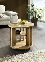 Couchtisch mit 2 Ablagefl&auml;chen und 4 Rollen 