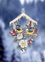 Fensterbild Meisen aus Plauener Spitze 