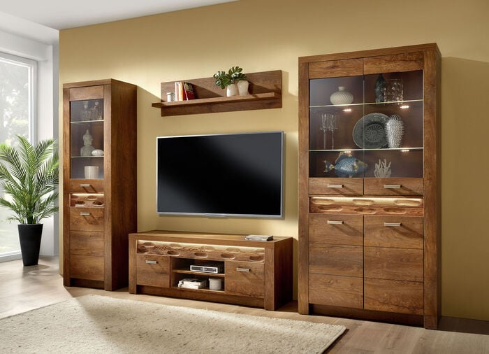 Wohnzimmermöbelprogramm mit LED-Beleuchtung ESCHE HELL