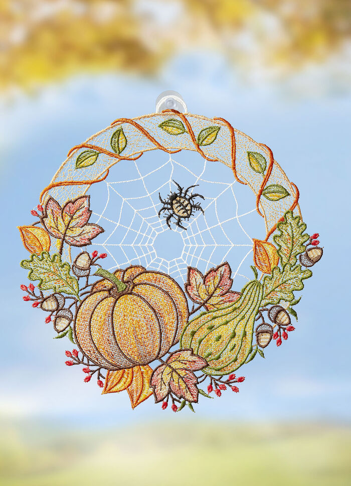 Fensterbild aus echter Plauener Spitze 