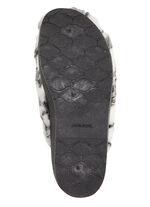 Pantoffel aus bedrucktem Pl&uuml;schmaterial ECRU-GRAU