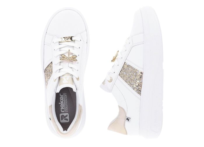 Sneaker mit Libellen-Metallschmuck WEISS-GOLD