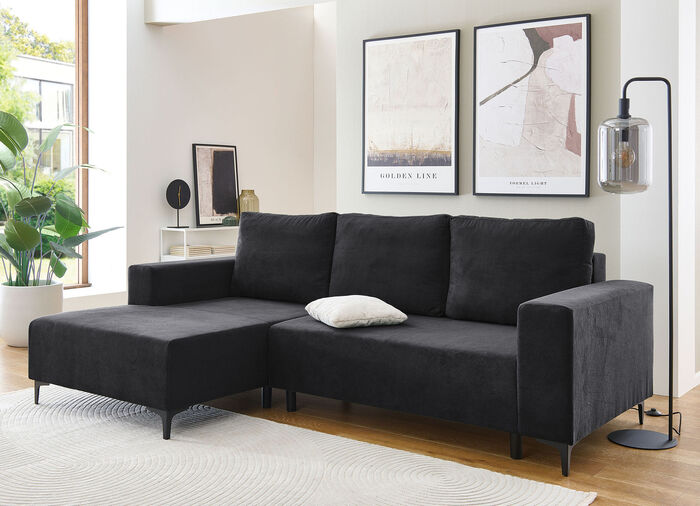 Polsterecke mit Bettfunktion und Bettkasten ANTHRAZIT