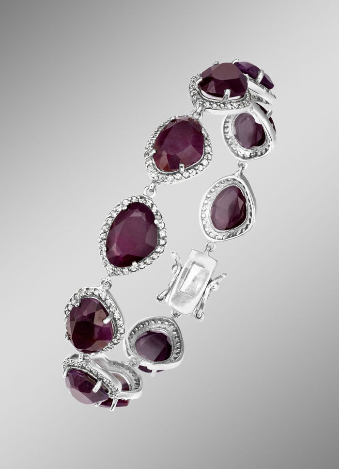 Armband mit echt Rubin und echt Wei&szlig;topas 
