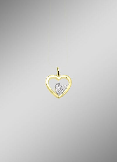 Herz-Anhänger in Bicolor mit synth. Zirkonia 