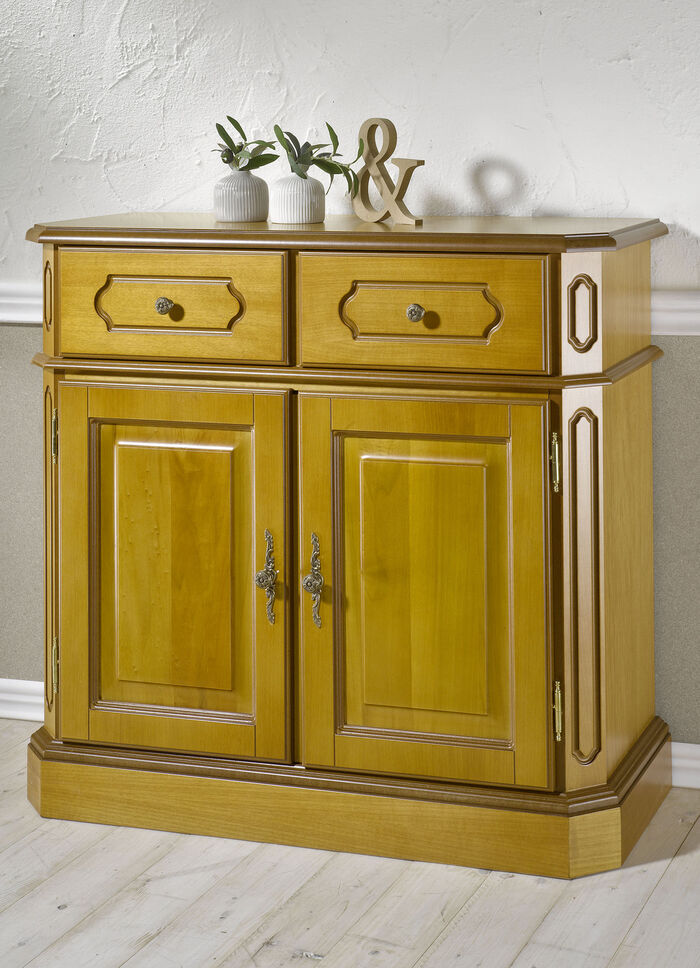 Teilmassive Kommode, 2-türig, mit Metallgriffen 