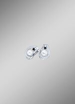 Klappcreolen mit synth Zirkonia und S&uuml;&szlig;wasser-Zuchtperle 