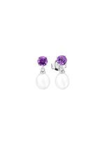 Ohrstecker mit Süßwasser-Zuchtperle und Amethyst 