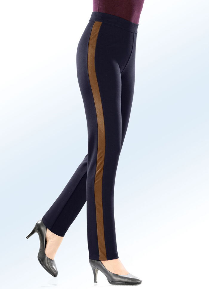 Hose im angesagten Materialmix MARINE-COGNAC