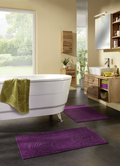 Barfußweicher Badteppich mit natürlichem Blätter-Dessin 