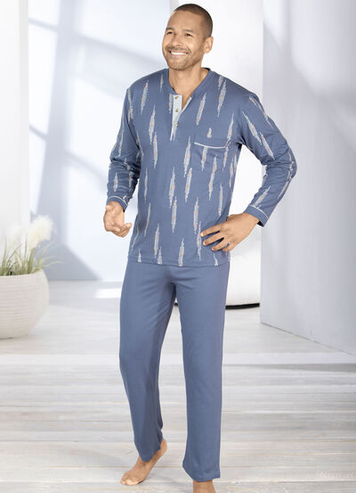 Schlafanzug mit Knopfleiste und offenen Abschlüssen 