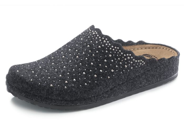 Pantoffel mit frechen Ziernieten ANTHRAZIT