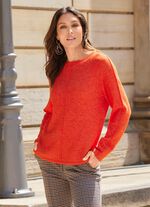 Pullover mit Raglanärmeln ORANGE-MELIERT