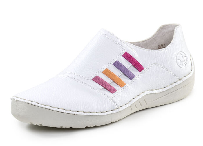 Rieker, klassische Damen-Slipper, mit Gummizug WEISS