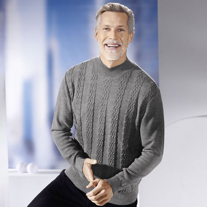 Modischer Pullover mit Stehkragen in 3 Farben GRAU