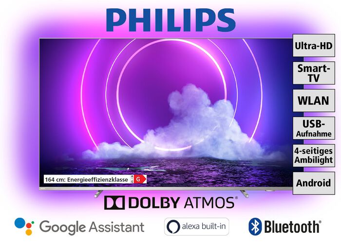Philips 4K-Ultra-HD-Ambilight-LED-Fernseher, kompatibel mit DTS Play-Fi 