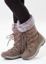 Gef&uuml;tterte Damen-Stiefel, Winterschuhe, mit Rei&szlig;verschluss TAUPE