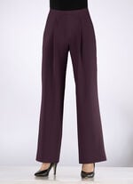 Hose mit Bundfalten in modischer Weite AUBERGINE