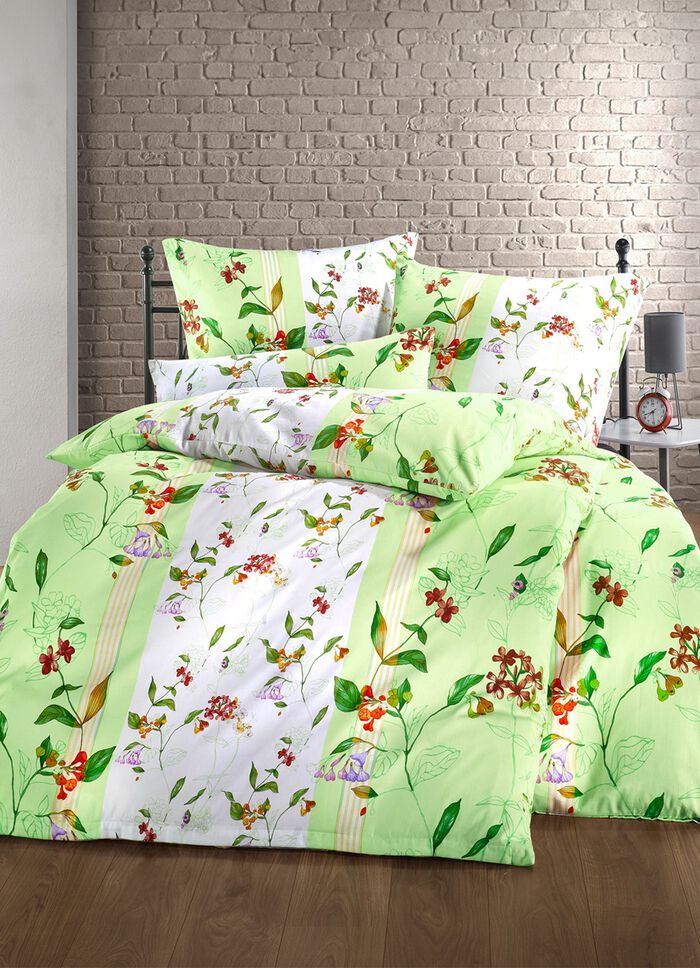 Satin Bettw&auml;sche mit praktischem Rei&szlig;verschluss GR&Uuml;N