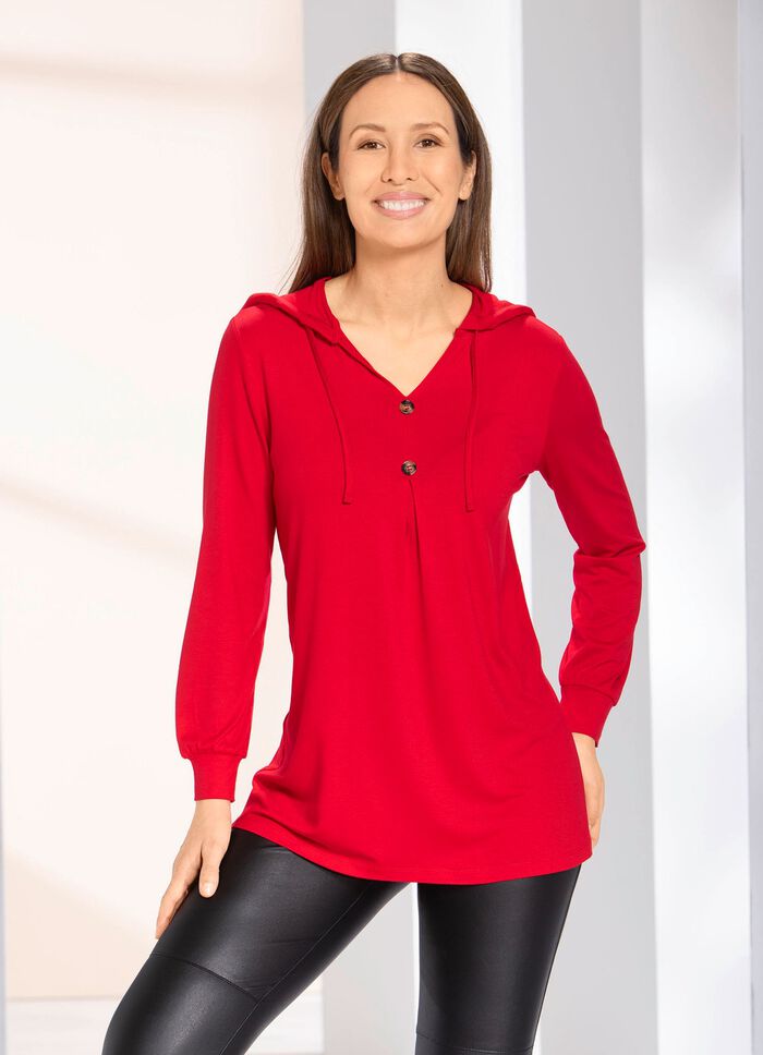 Shirt-Tunika mit Kapuze ROT