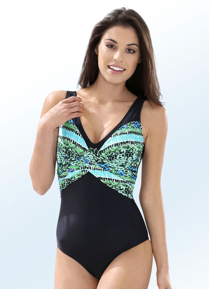 Badeanzug mit verschlungenem B&uuml;stenteil und Halkorsage 