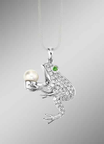 Anhänger mit Süßwasser-Zuchtperle und Zirkonia 