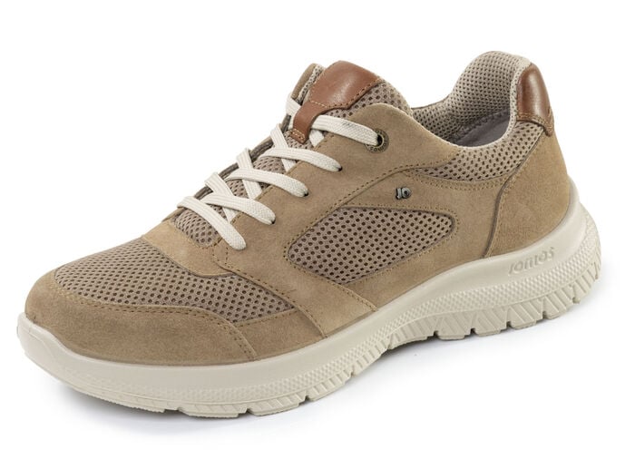 Sportliche Herren-Schnürschuhe, Weite H, mit herausnehmbarem Fußbett BEIGE