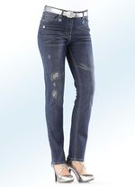 Jeans mit Steinchenapplikationen DUNKELBLAU