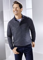 Poloshirt mit Strickkragen MARINE MELIERT