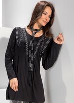 Tunika mit Pl&auml;ttchenzier SCHWARZ