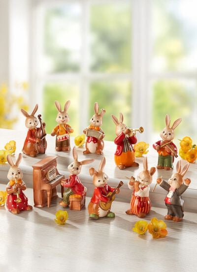 Hasenmusiker aus Feinsteingut 