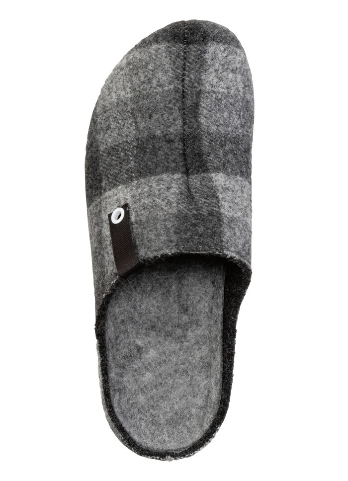 Laurina Pantoffel aus kariertem Textilmaterial GRAU