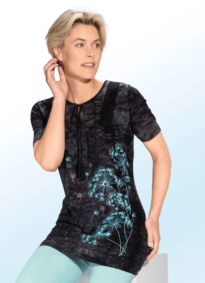 Tunika mit schwarzer Zierkordel SCHWARZ BATIK