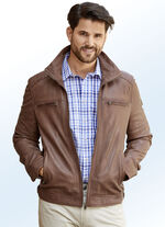 Lederkurzjacke mit Steh-Umlegekragen 