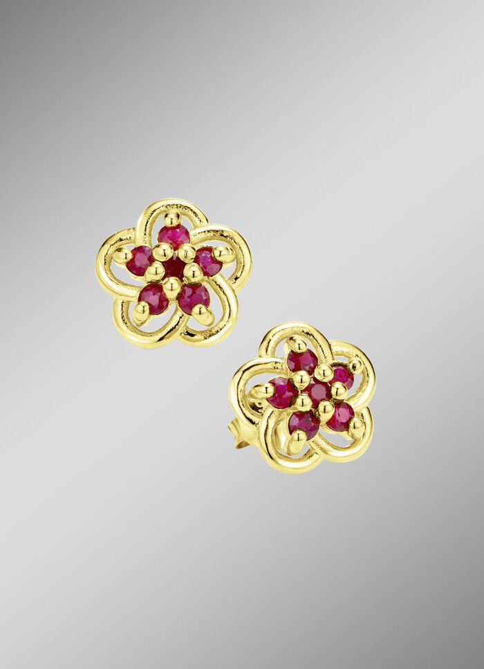 Vergoldete Ohrstecker mit echt Rubin 
