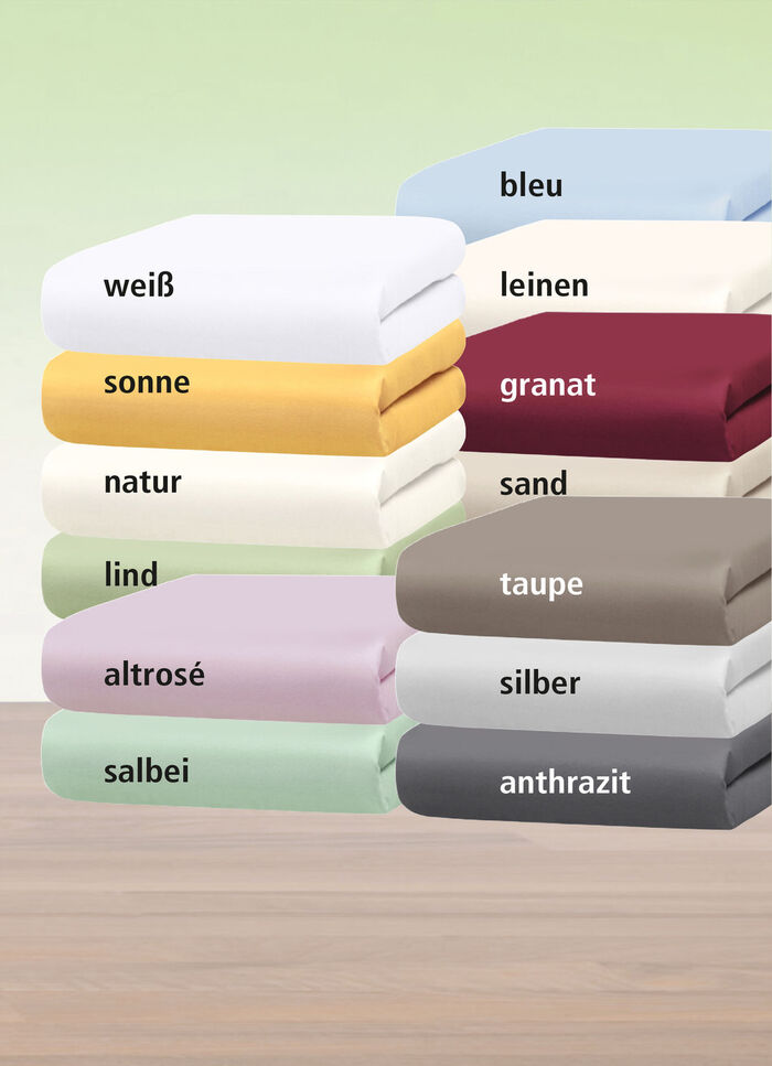 Mako-Feinjersey-Spannbetttücher und Kissenbezüge aus 100% Baumwolle BLEU