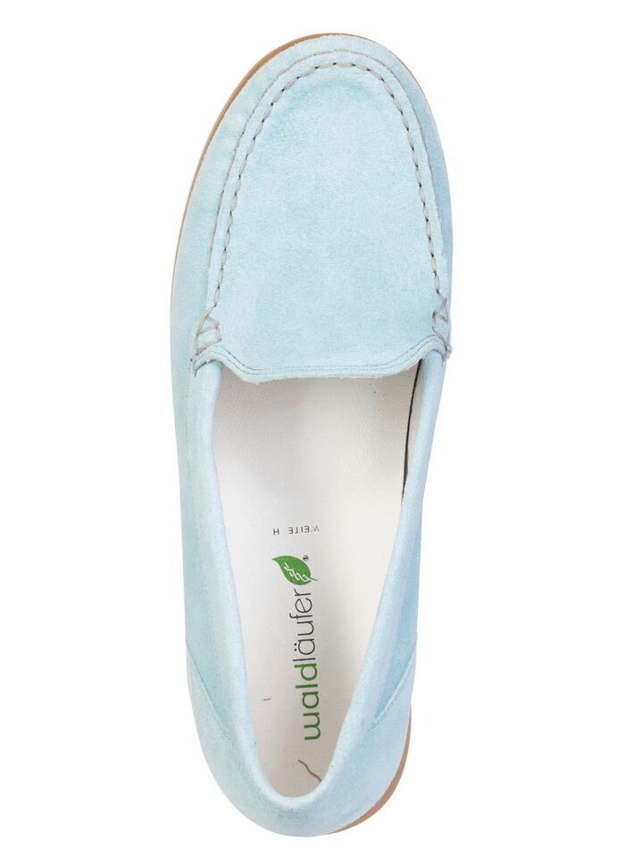 Waldl&auml;ufer, bequeme Damen-Slipper, Weite H, mit herausnehmbarem Fu&szlig;bett BLEU