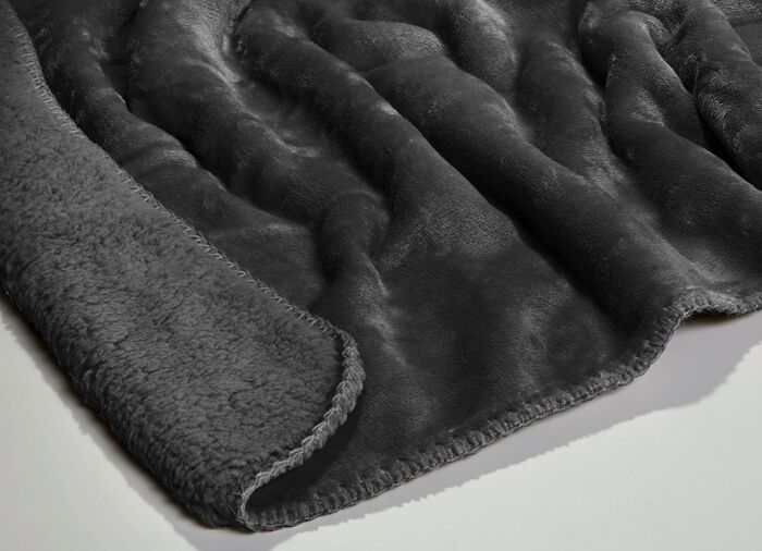 Superkuschelige Wohndecke in Teddyfleece-Qualit&auml;t ANTHRAZIT