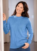 Pullover mit Strukturmix JEANSBLAU