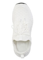 Schnür-Sneaker aus strukturiertem Textilmaterial WEISS