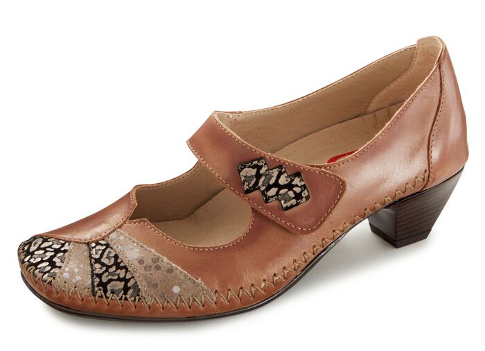 Mokassin-Trotteur mit gepr&auml;gten Eins&auml;tzen COGNAC