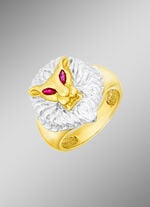 Herrenring L&ouml;wenkopf mit echt Rubin 